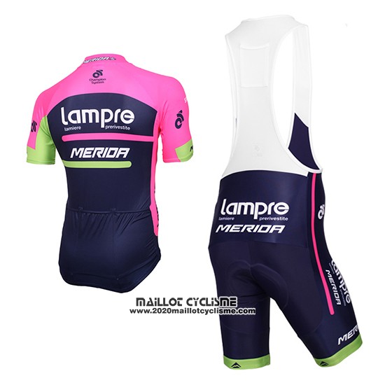 2016 Maillot Ciclismo Lampre Bleu et Rose Manches Courtes et Cuissard